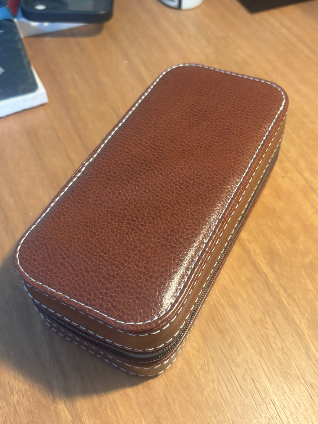 Brown 2 Watch Solid Travel Case