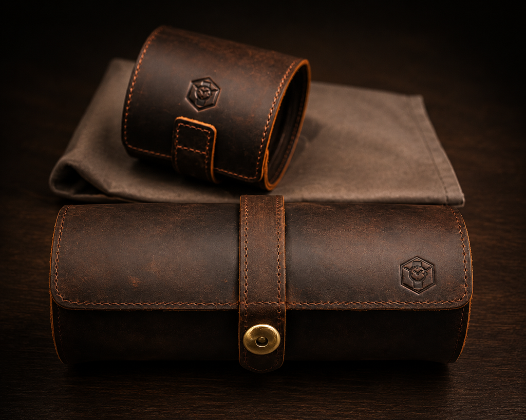 Crazy Horse Leather Watch Roll - Genuine Leather | 1 Watch Travel Case
