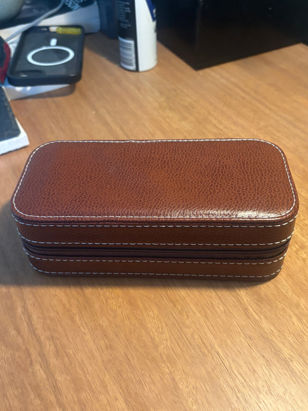 Brown 2 Watch Solid Travel Case