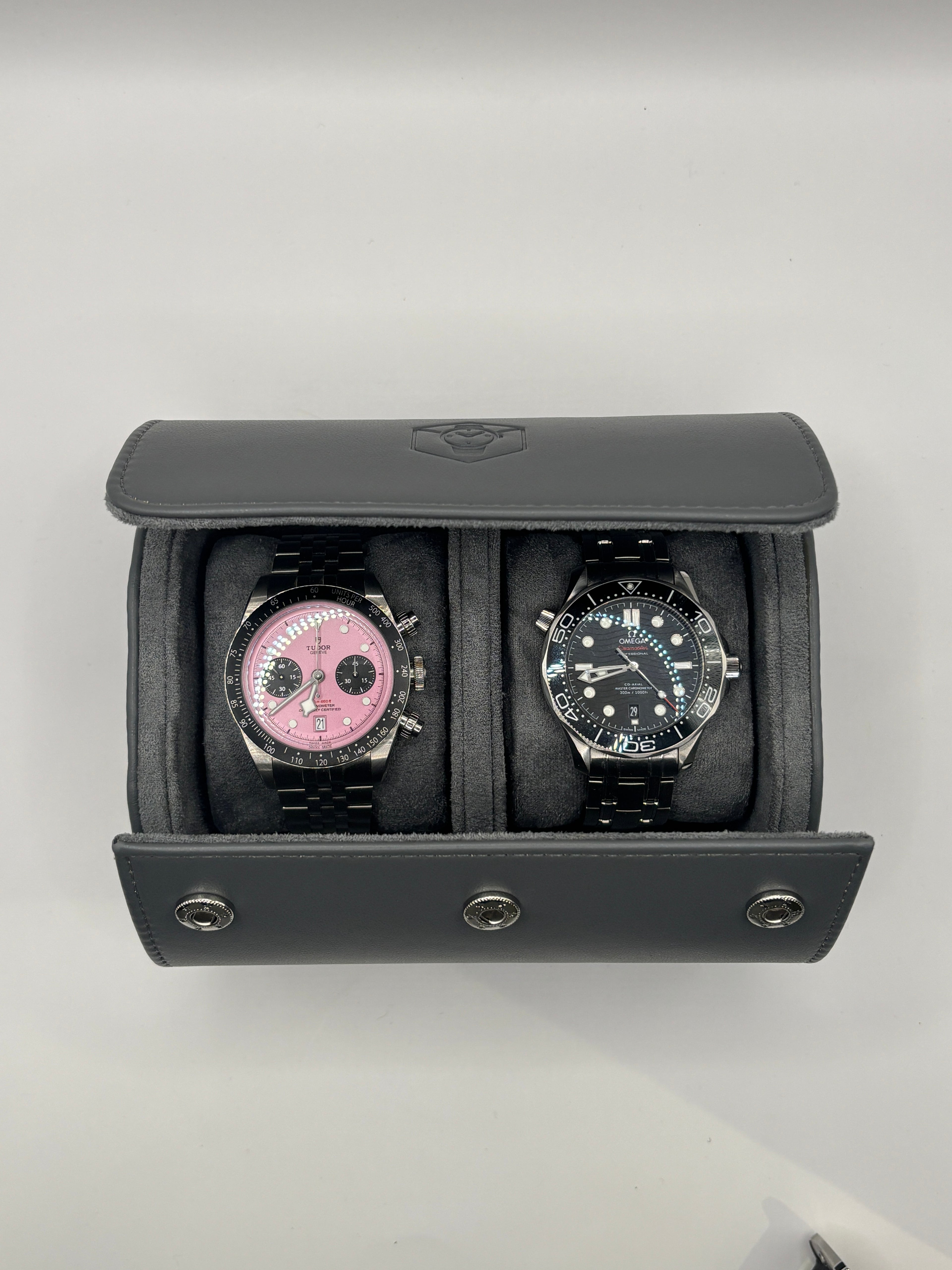 Glorious Grey - Luxury Watch Roll - 2 Watches.