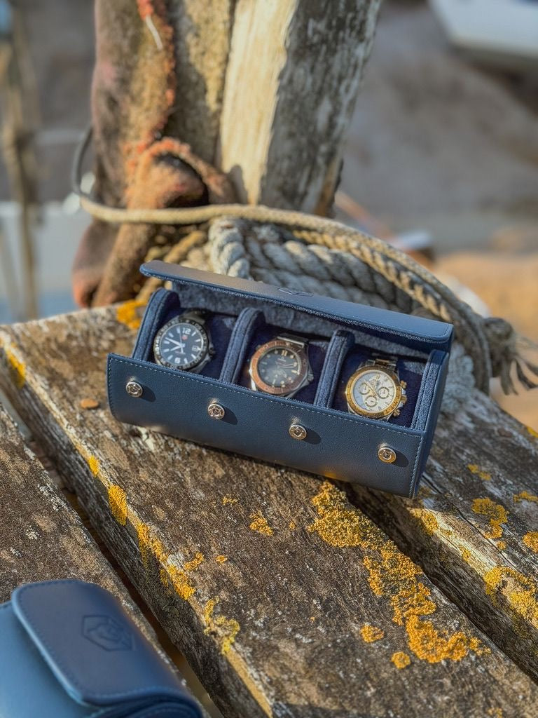 Tidal Blue - Luxury Watch Roll - 1, 2 or 3 Watches