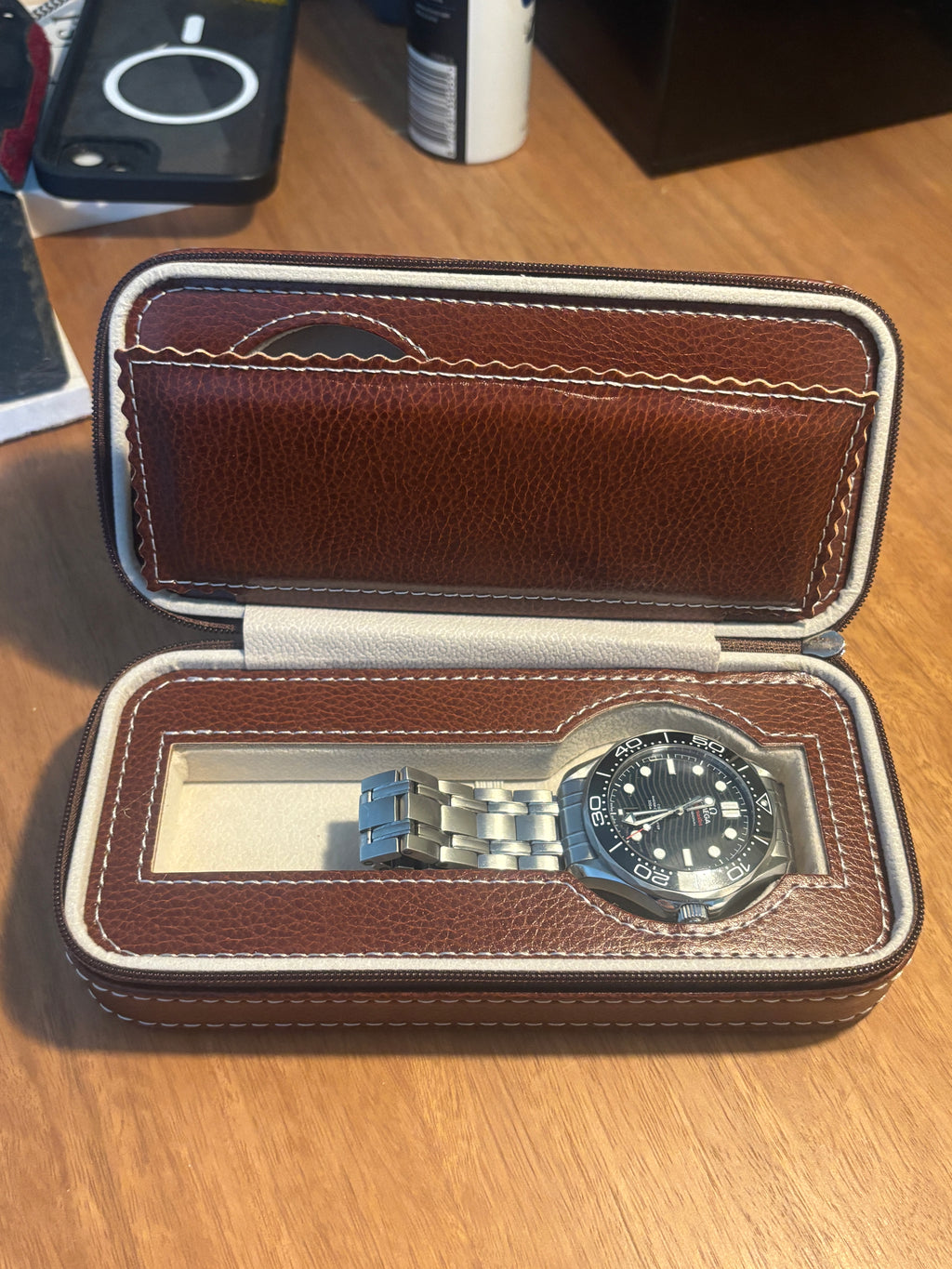 Brown 2 Watch Solid Travel Case