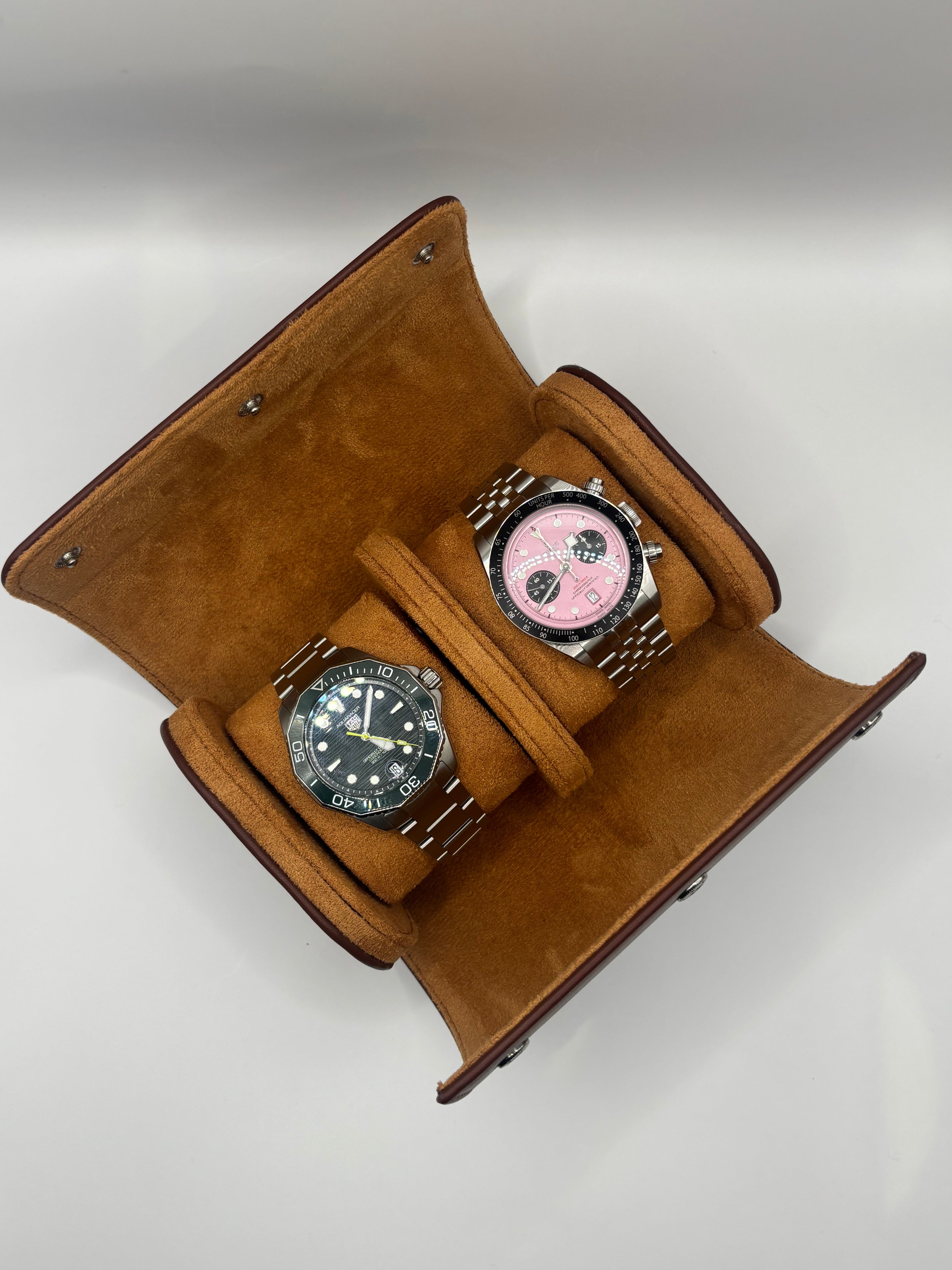 Tan Luxury Watch Roll – 1, 2, or 3 Slot Travel Case