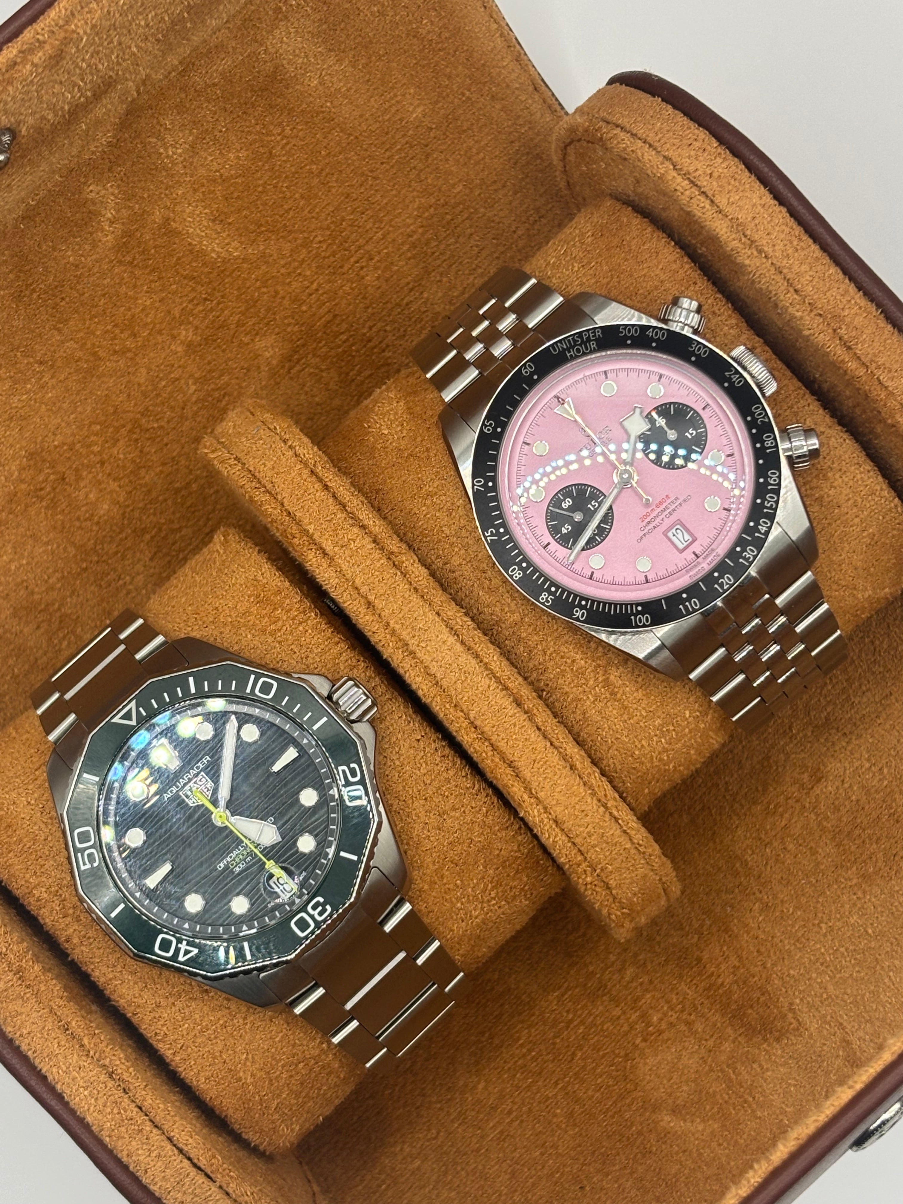 Tan Luxury Watch Roll – 1, 2, or 3 Slot Travel Case