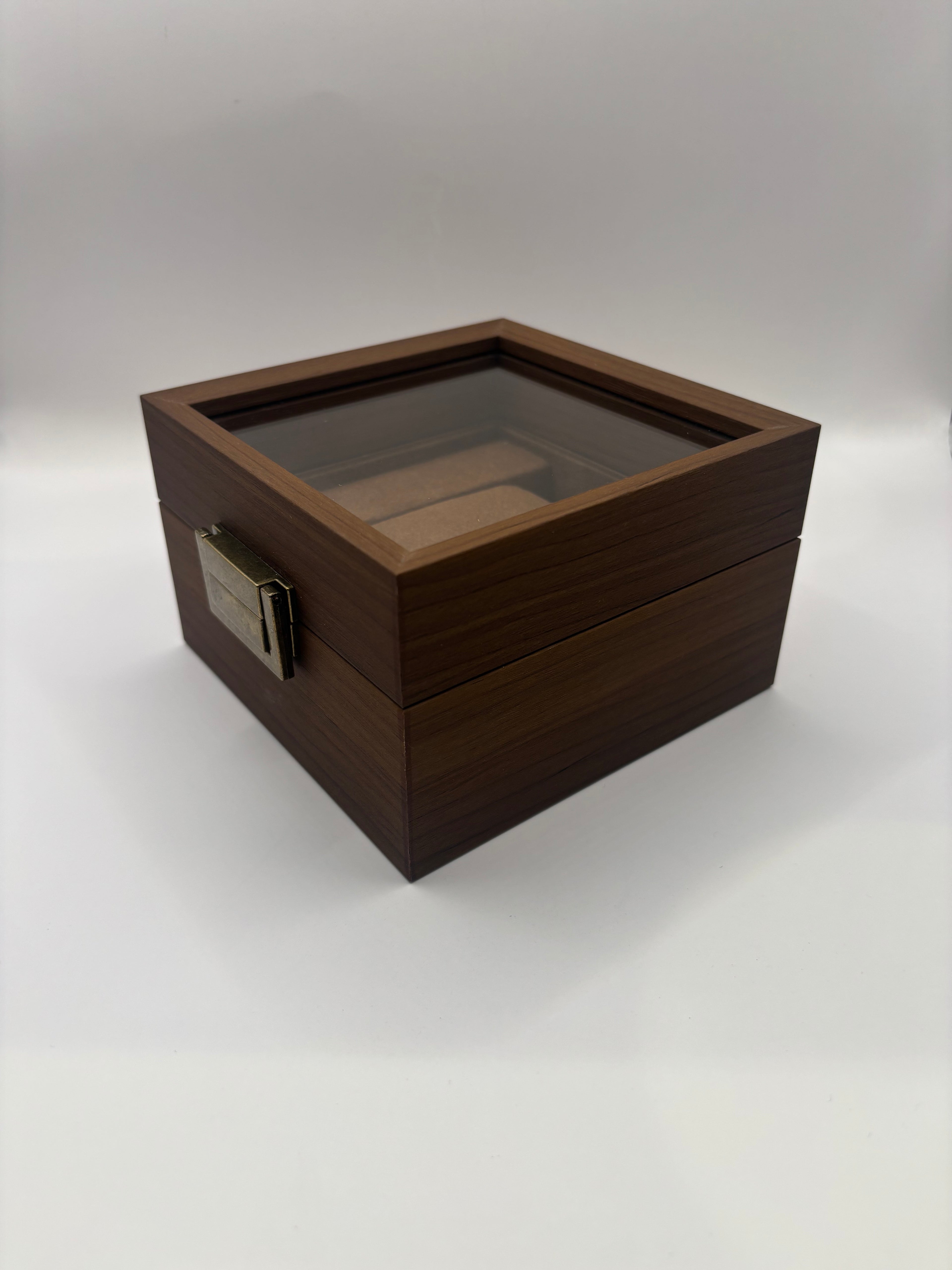 Luxury Wooden Watch Display Box with Glass Lid – Single Watch