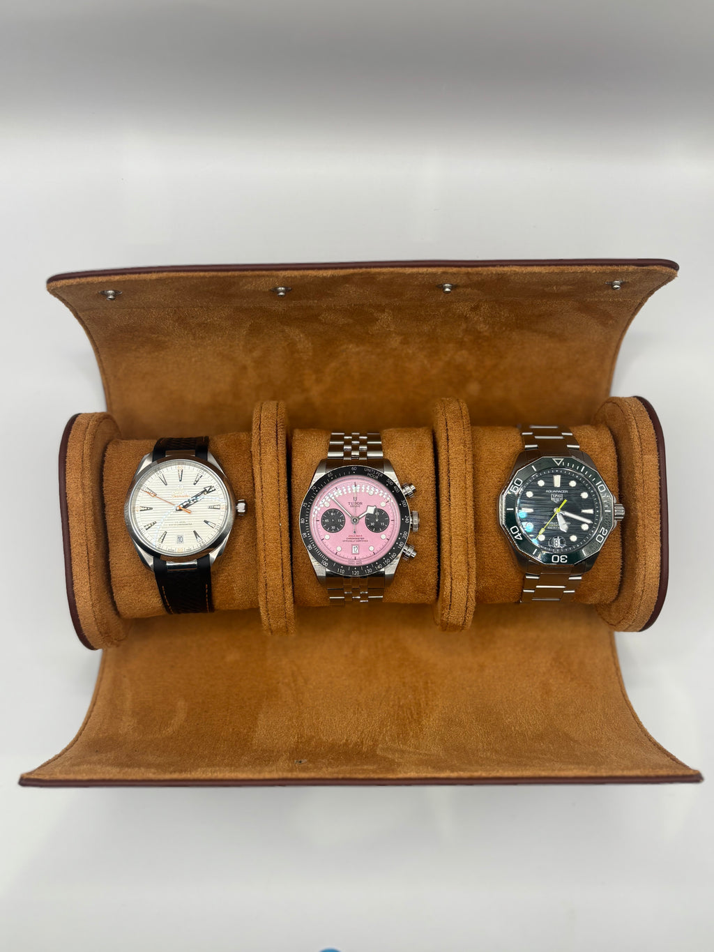 Tan Luxury Watch Roll – 1, 2, or 3 Slot Travel Case
