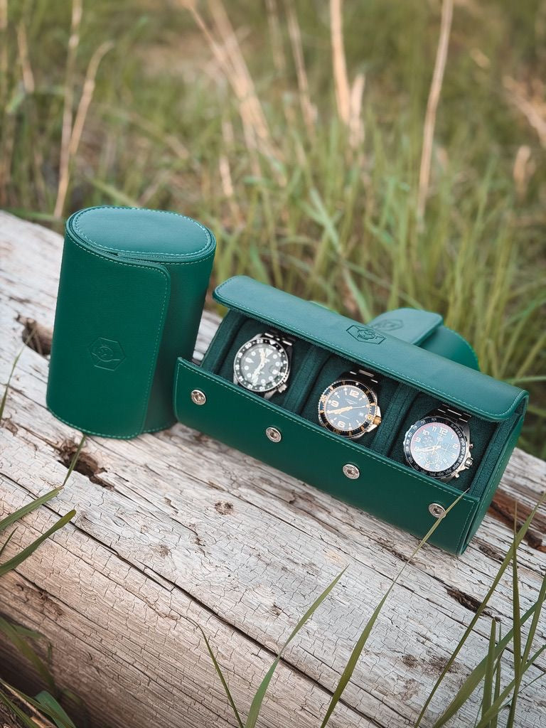 Augusta Green - Luxury Watch Roll - 1, 2 or 3 Watches